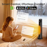 FLANUR 1500W Space Heaters for Indoor Use Large Room, WIFI Electric Heater with Voice Control, 5 Modes, ECO Thermostat, 12H Timer, Quiet & Safety PTC Ceramic Heater for Bedroom, Black, 1 Pack