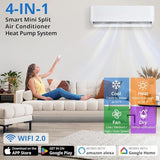 28000 BTU 2 Zone Mini Split Heat Pump, 20 SEER2 12000+12000 BTU Ductless AC with WiFi Alexa, App Control for Bedroom Living Room Garage Office