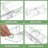 BLULEE 4-in-1 Expandable Drawer Organizer Set, Adjustable Clear Bins