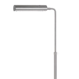 Benzara Kime 44-58 Inch Floor Lamp- Adjustable Height- LED- Brushed Steel Finish