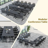 JJPLOQD 8PCS Modular Folding Conference Table, Mobile Meeting Training Table