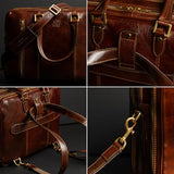 Time Resistance Leather Laptop Briefcase - Full Grain Leather Computer Bag for Men