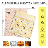 WEHYFGB Beeswax Bread Bag, 2 Pack Reusable Bread Storage Bags for Homemade Bread,Sourdough Bread Bags, Organic Cotton Beeswax Sourdough Bags, Food Storage Bag Keep Fresh Easy Clean
