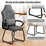 Newnno Leather Office Guest Chair No Wheels High Back Computer Reception Chairs
