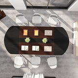 70.86 Inches 6FT Oval Conference Table, Two-Tone Finish Curved Meeting Tables for Office