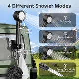 IGRL Portable Shower - 8000mAh Rechargeable Camping Shower Pump with Bath Sponge, 4 Spray Modes, IPX8 Waterproof, Ideal for Outdoor Camping, Travel, Car Washing, Pet Bathing, and Watering Plants, Grey
