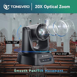 Camera with Auto Tracking and 20X Optical Zoom, Conference Room Webcam with HDMI/USB3.0/LAN/PoE, Ideal