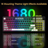 Wireless Mechanical Gaming Keyboard with Knob, Bluetooth 5.0/2.4GHz/USB C Wired Creamy Keyboard with Number Pad for PC Computer