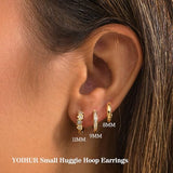 YOIHUR Small Gold Huggie Hoop Earrings Set for Women, 14K Gold Plated Chunky Hypoallergenic Stack Cartilage Earrings, 3 pcs Dainty Cute Multiple Piercing Trendy Jewelry Festival's Day Gifts for Women