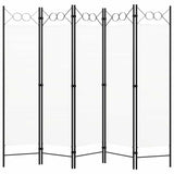 Zexlorith 5-Panel Room Divider, Foldable Fabric Partition Screen, White