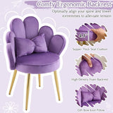 VINGLI Petal Makeup Vanity Chair with Back,Flower Cute Girls Desk Chair Comfy No Wheels