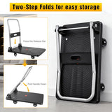 Foldable Platform Cart, 220 lbs Capacity Push Cart Dolly with 3-Inch PU Wheels