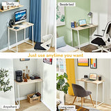 Folding Desk, Small Foldable Desk 31.5" for Small Spaces, Space Saving Computer Table Writing Workstation, Oak