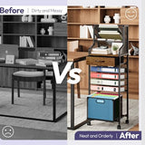 10-Tier Rolling File Cart - Mesh Paper Organizer with Drawer & Hanging File