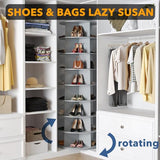 SpaceAid 8 Tier Rotating Shoe Rack Tower, Spinning Shoe Display Lazy Susan, Revolving 360 Shoe Rack Storage Round Carousel, Vertical Handbag Rotate Shoes Closet Organization (8-Tier Gray)