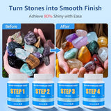 Large 10LB Rock Tumbler Grit and Polish Refill Kit - 4 Step Grits Polish Up to 70 LBS Rocks, Dual Tumbling Media (Ceramic & Plastic Pellets), Ideal for National Geographic, Koolstone &All Rock Tumbler