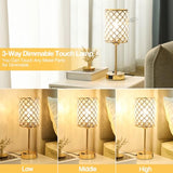 Hong-in Gold Lamps for Night Stands-Crystal Table Lamp with USB-C+A & AC Charging Ports