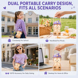 DegoCython Bear cup, 31.5 Ounce BPA-Free Food Grade Plastic Cup, Drop-Resistant Leak-Proof Dual Seal, Removable Straw with Portable Handle, Adjustable Strap for Kids Daily Use, School & Travel
