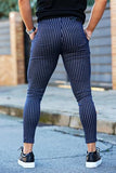 GINGTTO Mens Dress Pants Slim Fit Stretch Pinstripe Pants Men Casual Navy Blue 30Wx30L