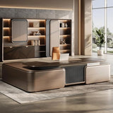 LSIGHTUS 94" Luxury L Shaped Executive Office Desk, Modern Large Home Computer Desk