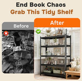 5 Tier Bookshelf, Tall Bookcase Shelf Storage Organizer, Modern Book Shelf for Bedroom