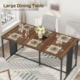 Dining Table for 6-8, 63" Large Kitchen Table, Industrial Dining Room Table, Wooden Rectangular Table with Adjustable Feet