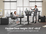 L Shaped Electric Standing Desk with File Cabinet, 63 x 53'' Height Adjustable Home Office Computer Desk with Drawers, Power Outlet