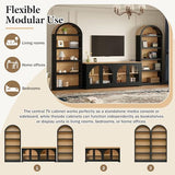 3-Piece Retro TV Stand for TVs Up to 70", Two-Tone Wood Grain