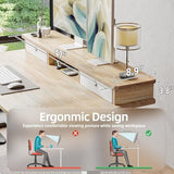 Stand Up Standing Desk Adjustable Height, Electric Sit Stand Table with Storage Shelf and Splice Board