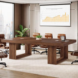 8FT Conference Table for 10 People, 94.5" W Large Meeting Table with 2 Cable Grommet, Business Style Seminar Boardroom Podcast Tables