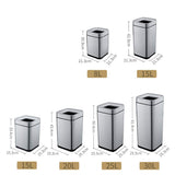 inless Steel Open Trash Can 8L/15L/20L/25L/30L - Sk Recycling Bin for Kitchen, Bathroom, Office, Living Room - No Lid, Modern Sle, Easy Clean