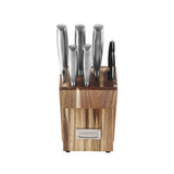 Cuisinart C77SS-7P Stainless Steel 7-Piece Prep Knife Set Acacia Block Precision Cut Blades, Ergonomic Handles