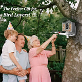 DOCOON Smart Bird Feeder with Camera, 2K HD AI Identify Birds Species, Bi rd Watching Camera with Solar Panel, Instant Notifications, Ideal Present for Bird Lover, Dark Green