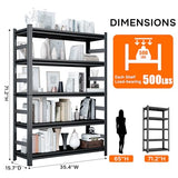 5 Tier Bookshelf, Tall Bookcase Shelf Storage Organizer, Modern Book Shelf for Bedroom