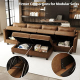 LLappuil Faux Leather Modular Sofa with Storage, Modern Comfy Sectional Couches for Living Room | Oversized 14 Seater
