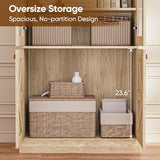 Vyre 71" Tall Farmhouse Bookshelves with Glass Doors and Drawers
