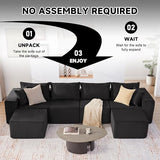 135.4" Modular Boneless Couch, Sectional Couches for Living Room, Black