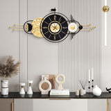 AXAORIRA 47x19 Inches Large Modern Decorative Wall Clock, Abstract Non-Ticking Battery Operated Analog Clocks for Living Room, Bedroom, Home & Office - Easy to Read