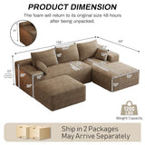 ONEMMLION 108" Oversized Cloud Boneless Couch Modular Sofas, Brown