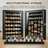 OCEYVI Minifigure Display Case Wall Mounted Lockable Cabinet with UV Door, Adjustable Shelves & Anti-Slip Strips – for Building Block Toys, Model Cars, Action Figures, Coins, Medals, Black