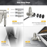 3-in-1 Universal Laptop Cable Lock, Professional Laptop Security Lock with 2 Keys, Cut-Resistant Steel Locking Cable with 360° Rotating Head,