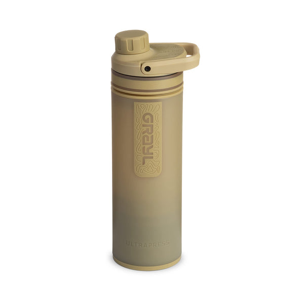 GRAYL UltraPress 16.9 oz Water Purifier & Filter Bottle for Hiking, Backpacking, Survival, Travel (Desert Tan) GRAYL