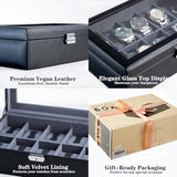 Hit design Watch Box for Men,Watch case Organizer 10 Slot Leather Storage holder, Mens Watch Jewelry Case with Display Lid Durable Cufflink and Collection Box,Birthday gifts for Men Women