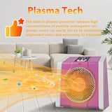 HEATIT Space Heater with Remote for Indoor, Digital Display with Thermostat,Containing Plasma & Ozone, 1-12H Timer, 1500W/750W,Electric Space Heater for Office, Bedroom,Pink,10.6"Dx7.0"W x 11.8"H