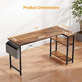 CubiCubi L Shaped Desk, 55" Computer Table with Reversible Storage Shelves Home Office