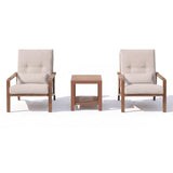 YURDAFY 3-Piece Aluminum Patio Furniture Set with 2 Outdoor Chairs and Side Table, Modern Patio Bistro Set with Washable Cushions, Water-Repellent Fabric for Backyard, Porch, Deck, Poolside, Beige