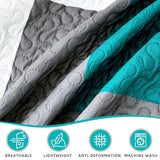 Tyrot 3 Piece Teal/Turquoise Grey Quilt Set King Size Black White Geometric Reversible Bedding Set Microfiber Lightweight Bedspread Coverlet with 2 Shams Modern Bed Covers for All Season, 106''x96''