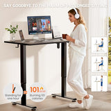 Veken 47.2" Standing Desk, Adjustable Height Office Desk with Wood Desktop, Computer Table, Black