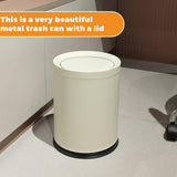 YOJIA 3.17 Gallon/12L Metal Trash Can with Swing Lid, White