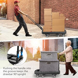 Folding Hand Truck 500lbs, Portable Heavy Duty Dolly Cart, 6 Wheels Collapsible Luggage Cart with 2 Elastic Ropes
